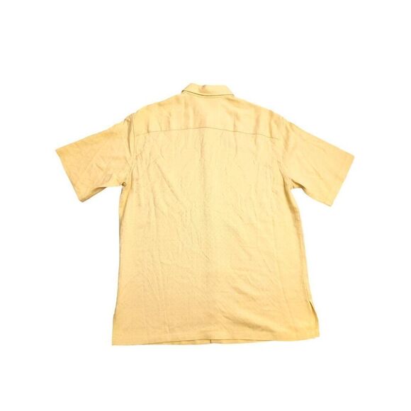 Tori Richard Mens medium 100% silk button up shirt Chest Pocket yellow EUC - Picture 7 of 7